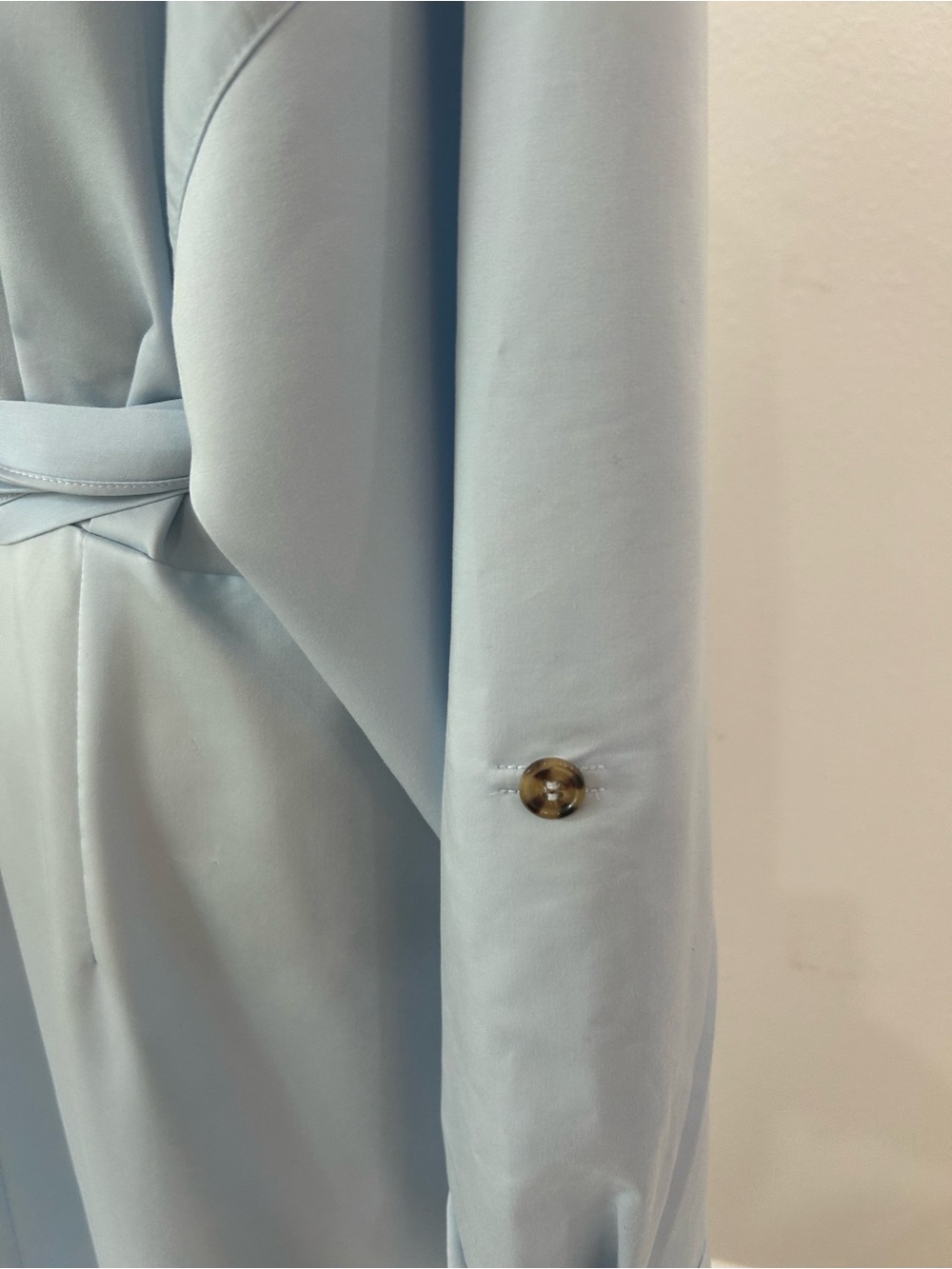 Antonio Melani Light Blue Ruched Waist Shirt Dress With Tie - Picture 8 of 11
